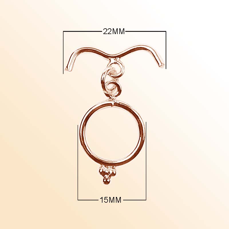 Handcrafted Rose Gold Overlay Toggle Clasp from India with curved bar and decorative circular clasp design