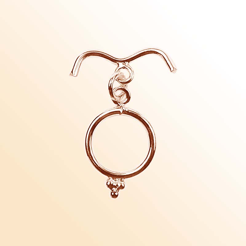 Handcrafted Rose Gold Overlay Toggle Clasp from India with curved bar and decorative circular clasp design