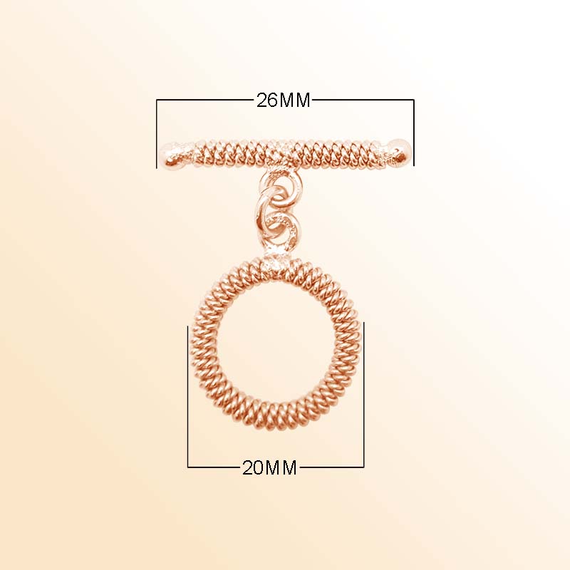 Handcrafted Rose Gold Overlay Toggle Clasp from India with spiral rope circular clasp design