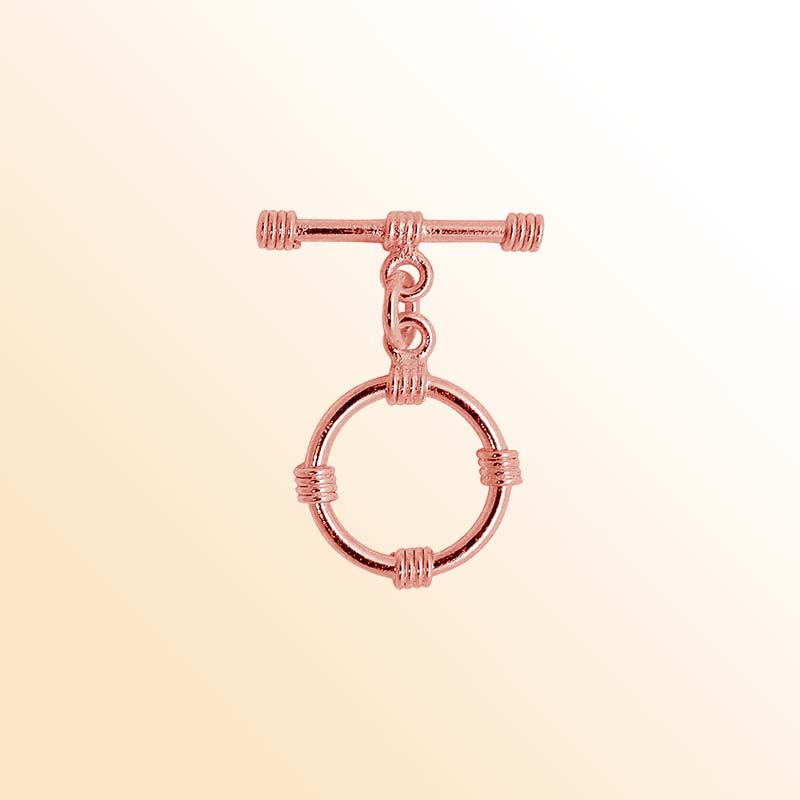 Handcrafted Rose Gold Overlay Toggle Clasp from India with wrapped accent circular design