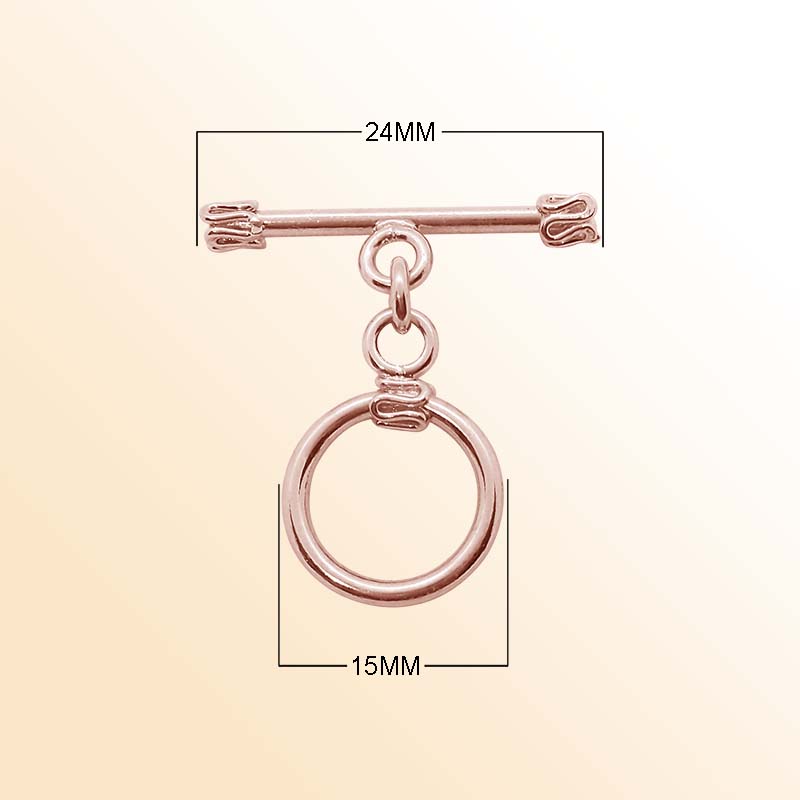 Handcrafted Rose Gold Overlay Toggle Clasp from India with polished decorative design
