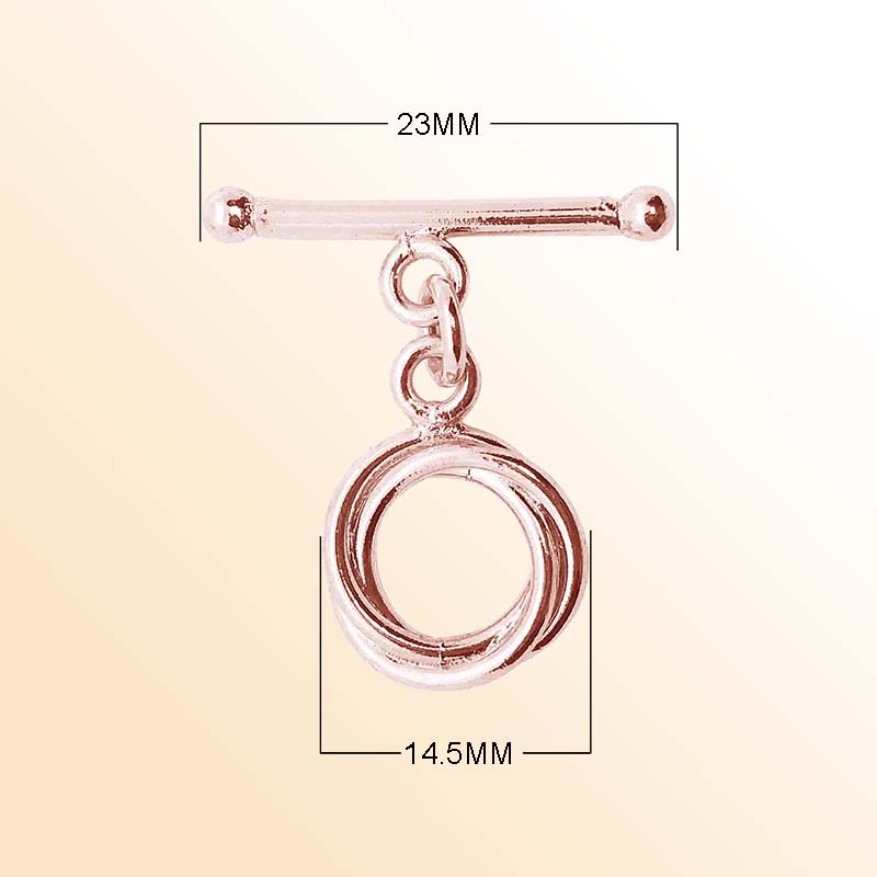 Handcrafted Rose Gold Overlay Toggle Clasp from India with double-ring loop design