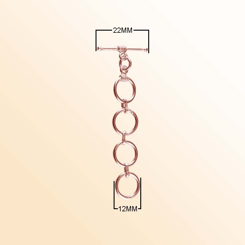 Handcrafted Rose Gold Overlay Toggle Clasp from India with polished multi-ring design