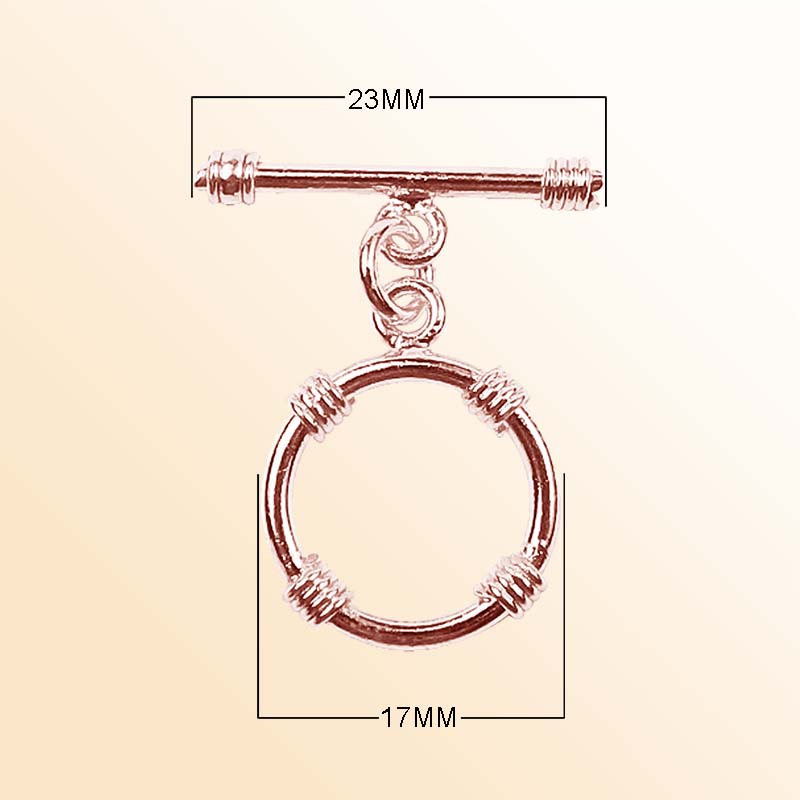 Handcrafted Rose Gold Overlay Toggle Clasp from India with polished circular four-wrap design