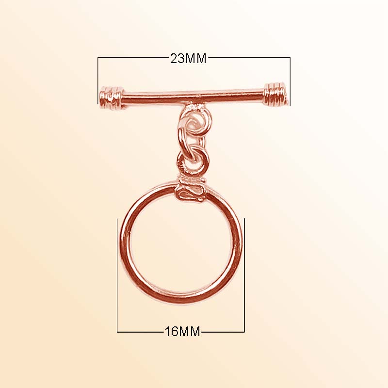 Handcrafted Rose Gold Overlay Toggle Clasp from India with polished round loop and wrapped bar design
