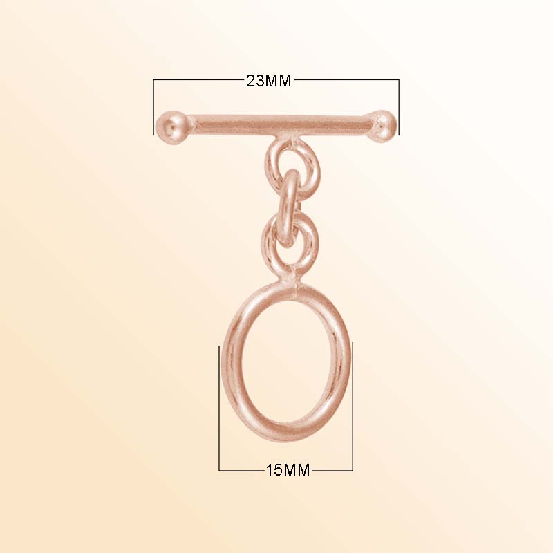 Handcrafted Rose Gold Overlay Toggle Clasp from India with polished oval loop and smooth bar