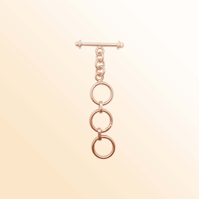 Handcrafted Rose Gold Overlay Toggle Clasp from India with polished triple loop chain design