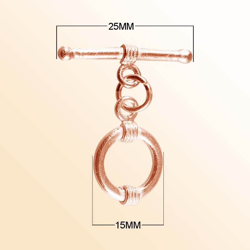 Handcrafted Rose Gold Overlay Toggle Clasp from India with elegant double coil circular design