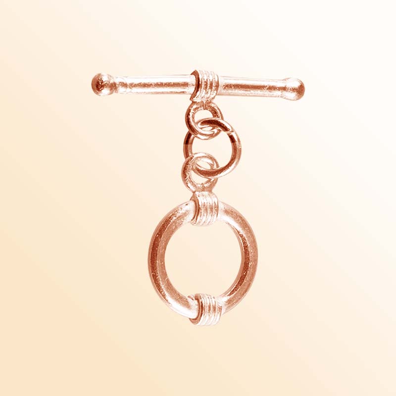 Handcrafted Rose Gold Overlay Toggle Clasp from India with elegant double coil circular design