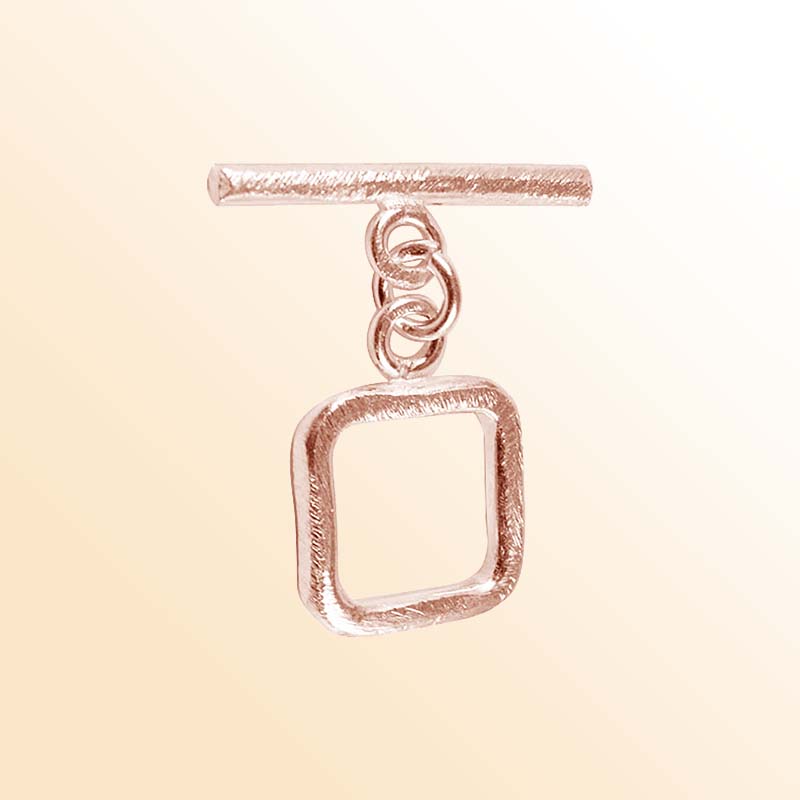 Handcrafted Rose Gold Overlay Square Toggle Clasp from India with polished finish