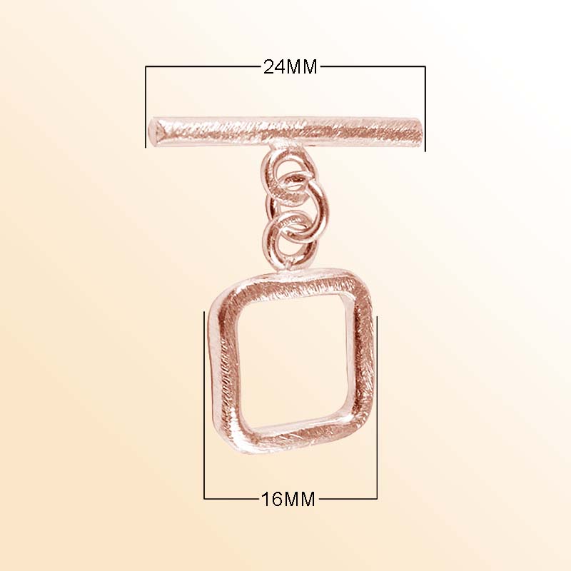 Handcrafted Rose Gold Overlay Square Toggle Clasp from India with polished finish