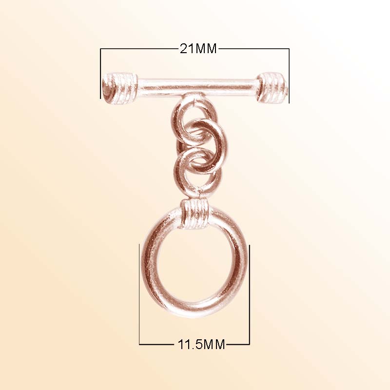 Handcrafted Rose Gold Overlay Toggle Clasp from India with chain-linked round design