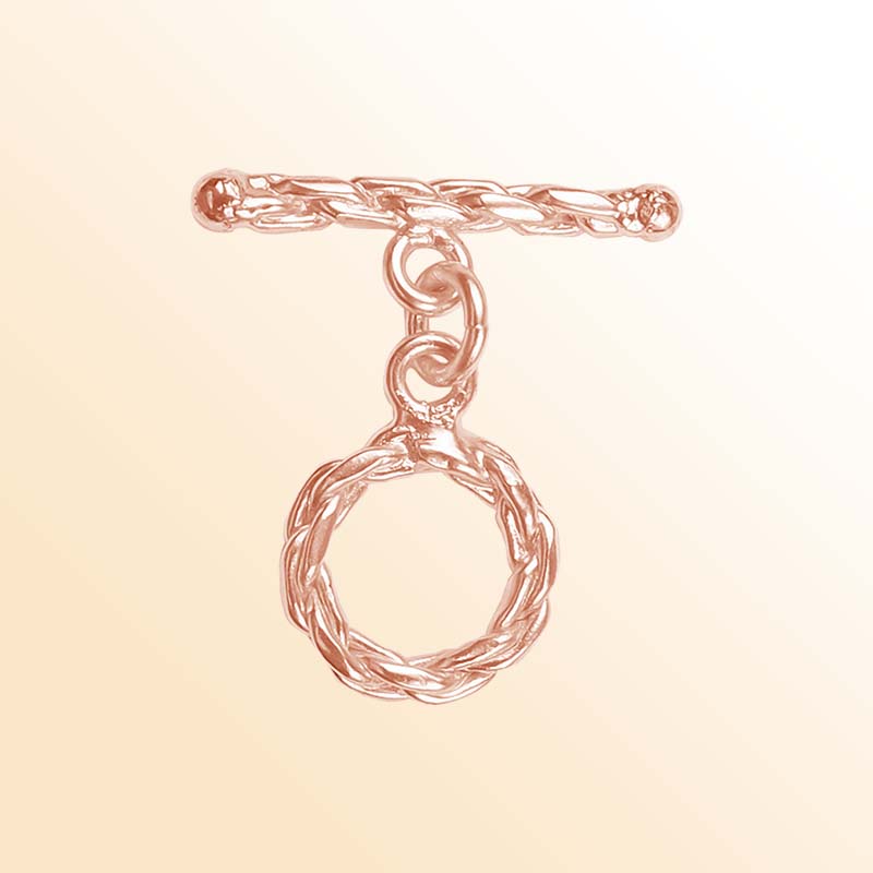 Handcrafted Rose Gold Overlay Toggle Clasp from India with twisted rope design