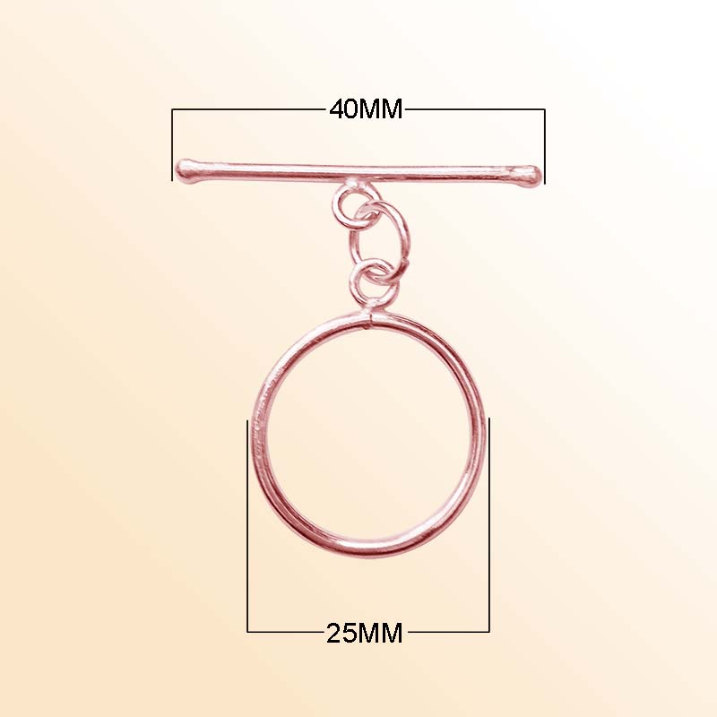 Rose Gold Overlay toggle clasp from India with circular loop and polished bar design.