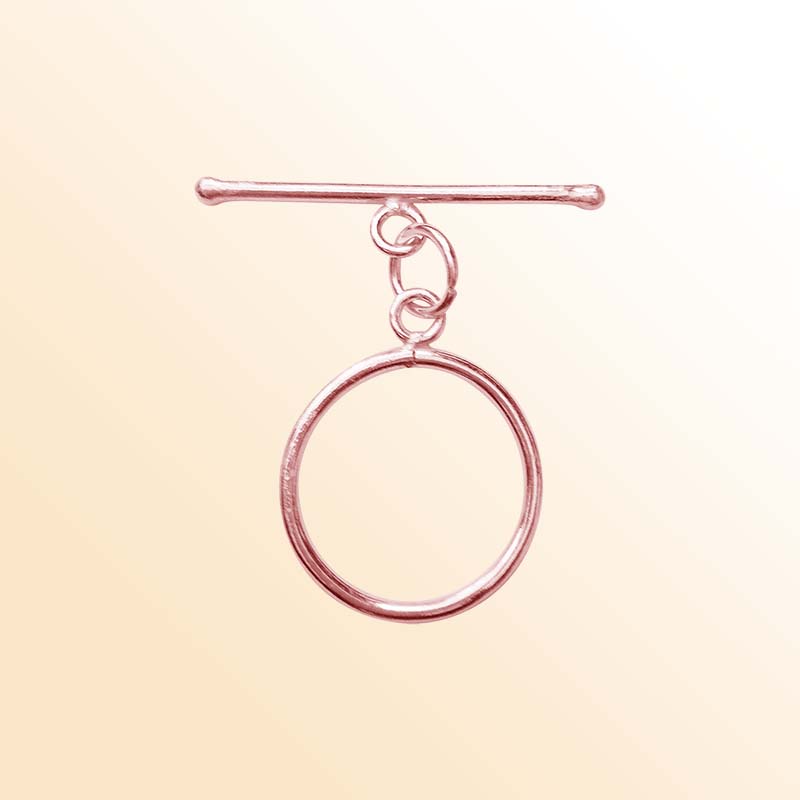 Rose Gold Overlay toggle clasp from India with circular loop and polished bar design.