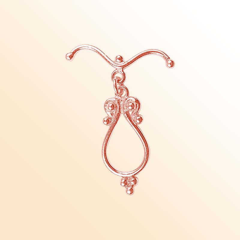 Rose Gold Overlay toggle clasp from India with ornate teardrop design and polished finish.