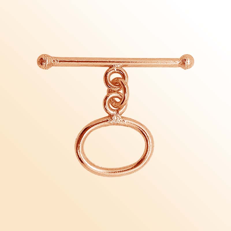 Rose Gold Overlay toggle clasp from India with polished oval loop and bar design.