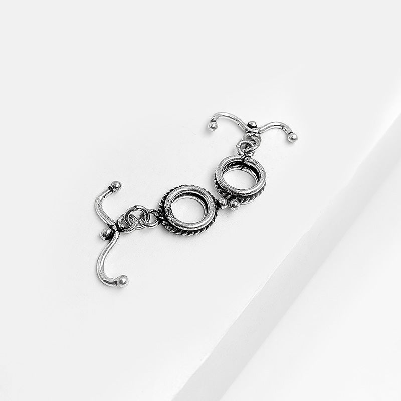 Silver overlay rope-edge toggle clasp for bracelets and necklaces