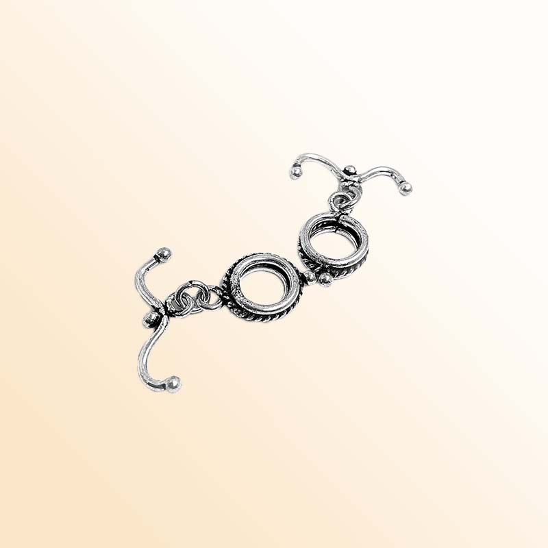 Silver overlay rope-edge toggle clasp for bracelets and necklaces