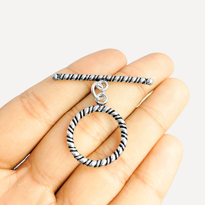 Silver Overlay Simple Round Ring & Bar Roll By Twisted Wire Toggle 21MM Ring Size Beads Bali Designs Inc 