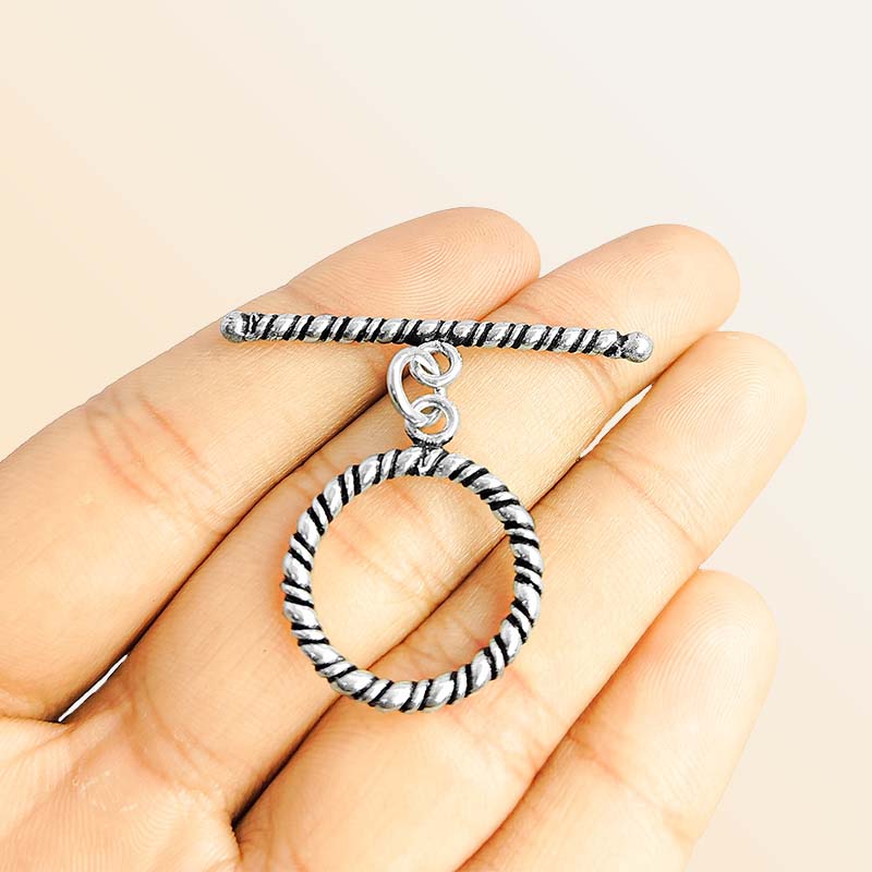 Silver Overlay Simple Round Ring & Bar Roll By Twisted Wire Toggle 21MM Ring Size Beads Bali Designs Inc 