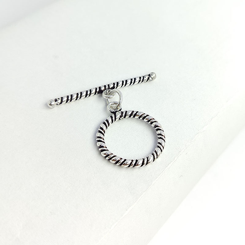 Silver Overlay Simple Round Ring & Bar Roll By Twisted Wire Toggle 21MM Ring Size Beads Bali Designs Inc 
