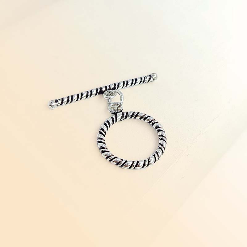 Silver Overlay Simple Round Ring & Bar Roll By Twisted Wire Toggle 21MM Ring Size Beads Bali Designs Inc 