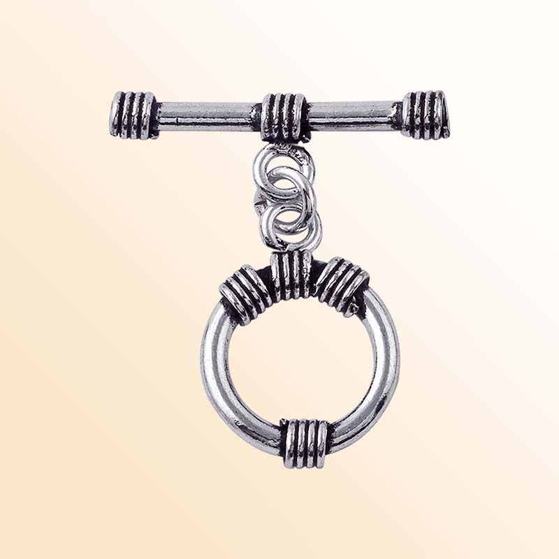 Handcrafted Silver Overlay wrapped ring toggle clasp, DIY jewelry accessory for handmade bracelets and necklaces.