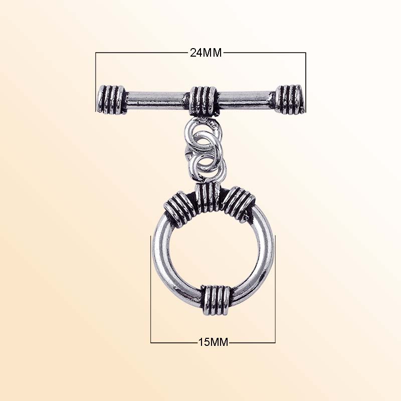 Handcrafted Silver Overlay wrapped ring toggle clasp, DIY jewelry accessory for handmade bracelets and necklaces.