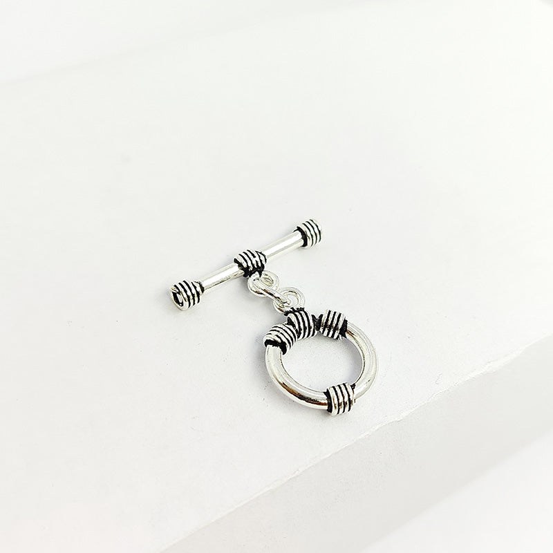 Handcrafted Silver Overlay wrapped ring toggle clasp, DIY jewelry accessory for handmade bracelets and necklaces.