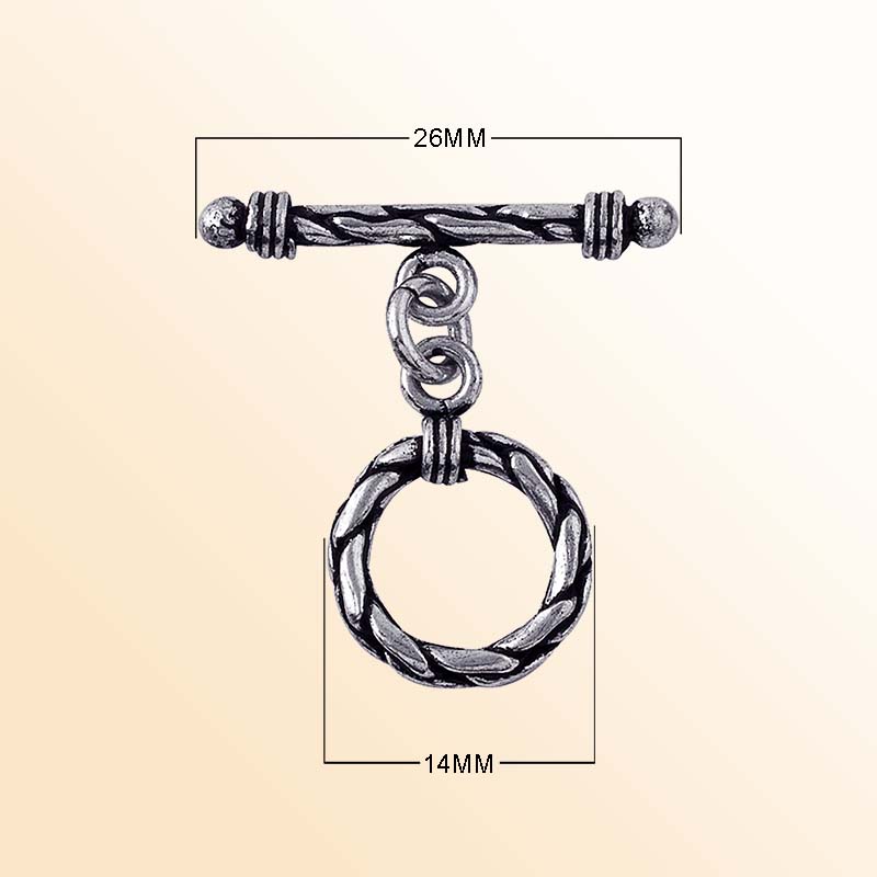 Handcrafted Silver Overlay braided ring toggle clasp, DIY jewelry accessory for handmade bracelets and necklaces.