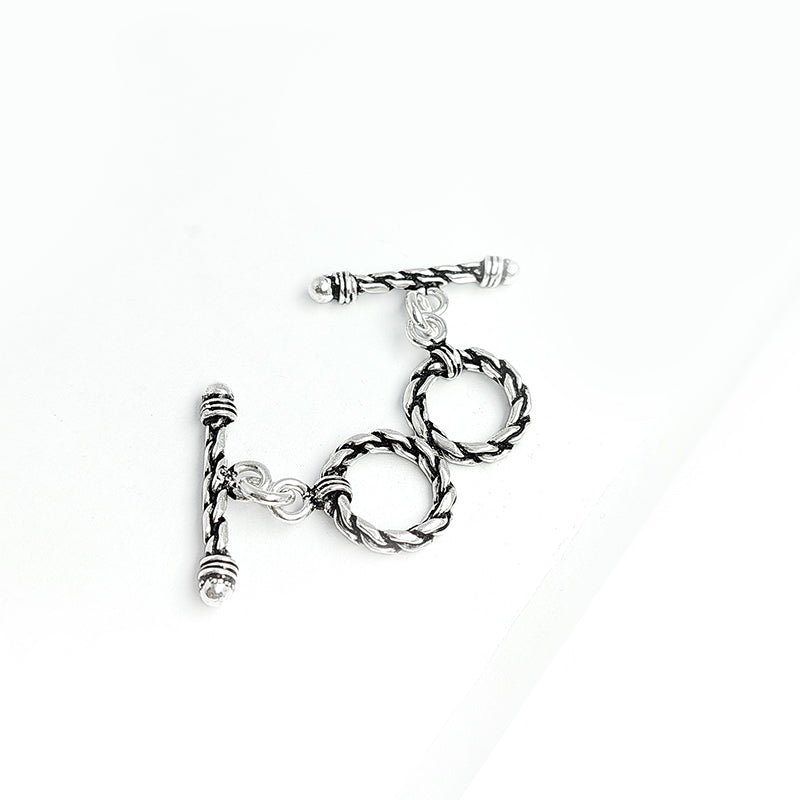 Handcrafted Silver Overlay braided ring toggle clasp, DIY jewelry accessory for handmade bracelets and necklaces.