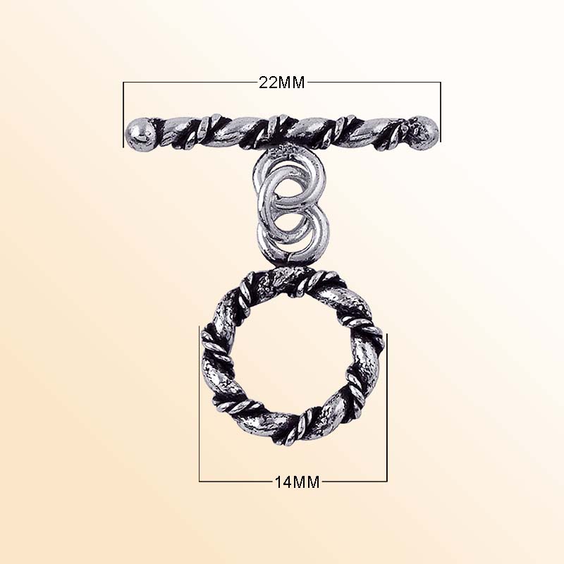 Handcrafted Silver Overlay rustic rope toggle clasp, DIY jewelry accessory for handmade bracelets and necklaces.