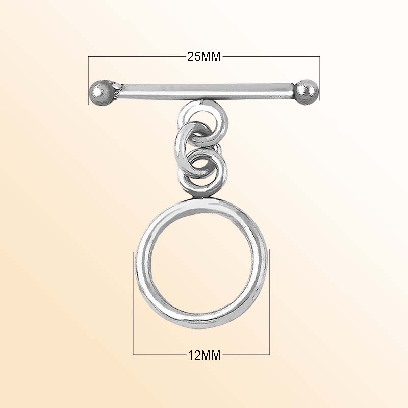 Handcrafted  Silver Overlay round toggle clasp with bar – elegant jewelry connector for bracelets and necklaces.