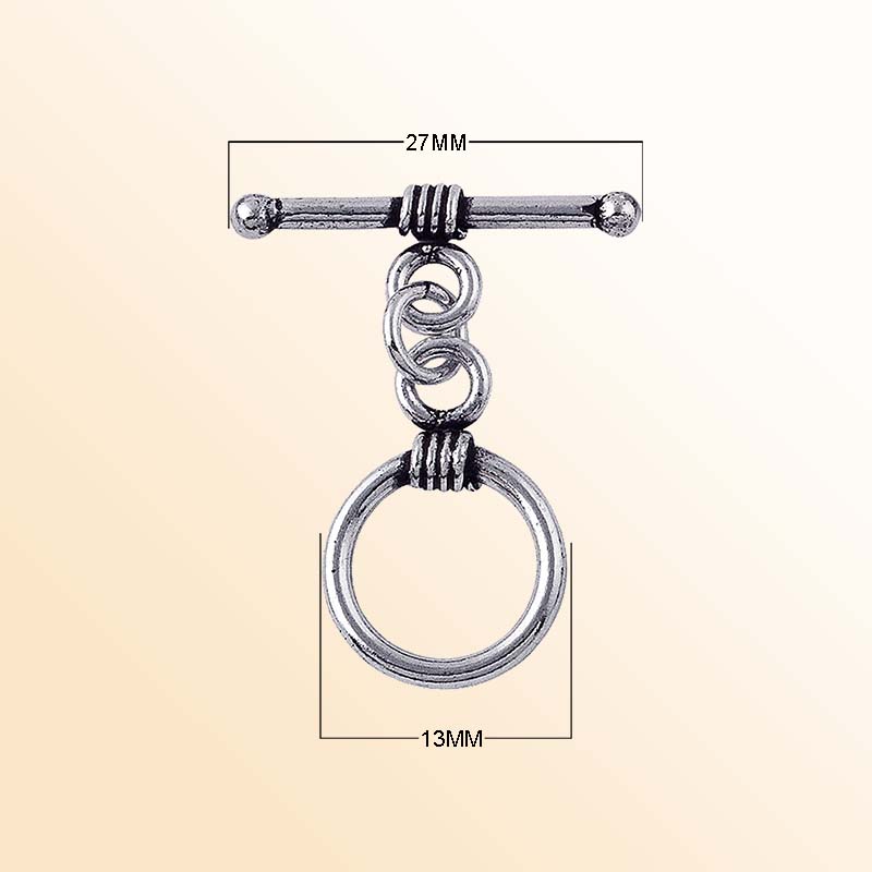 Handcrafted Silver Overlay wire-wrapped toggle clasp – artisan jewelry connector for bracelets and necklaces.