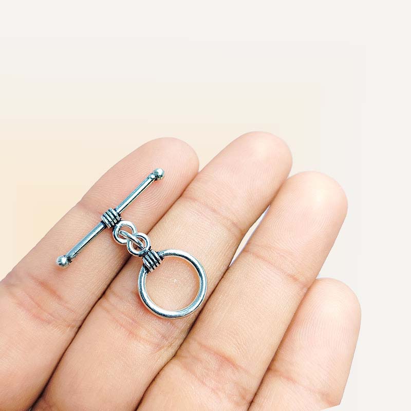 Handcrafted Silver Overlay wire-wrapped toggle clasp – artisan jewelry connector for bracelets and necklaces.