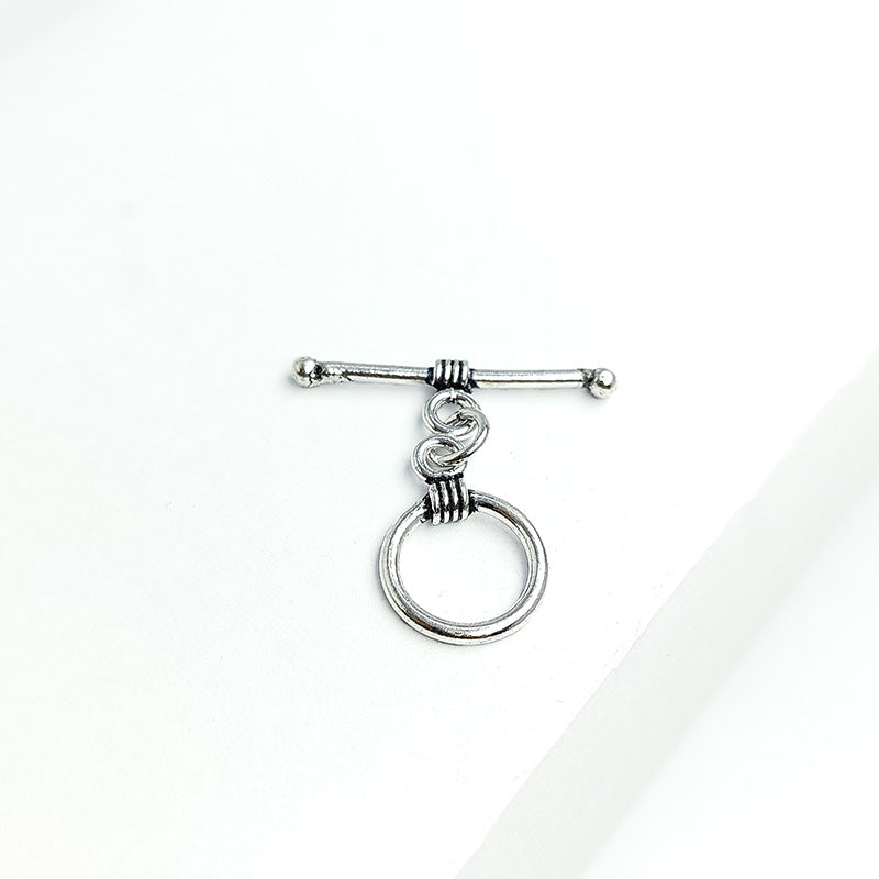 Handcrafted Silver Overlay wire-wrapped toggle clasp – artisan jewelry connector for bracelets and necklaces.