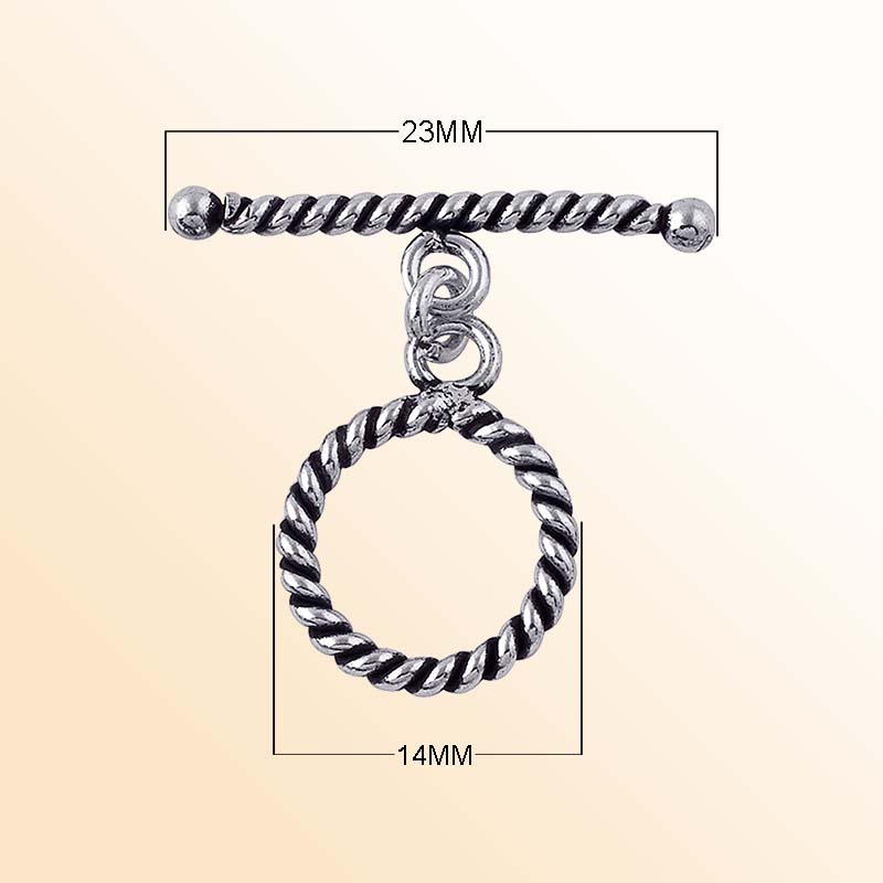 Handcrafted Silver Overlay rope twist toggle clasp – artisan jewelry connector for bracelets and necklaces.