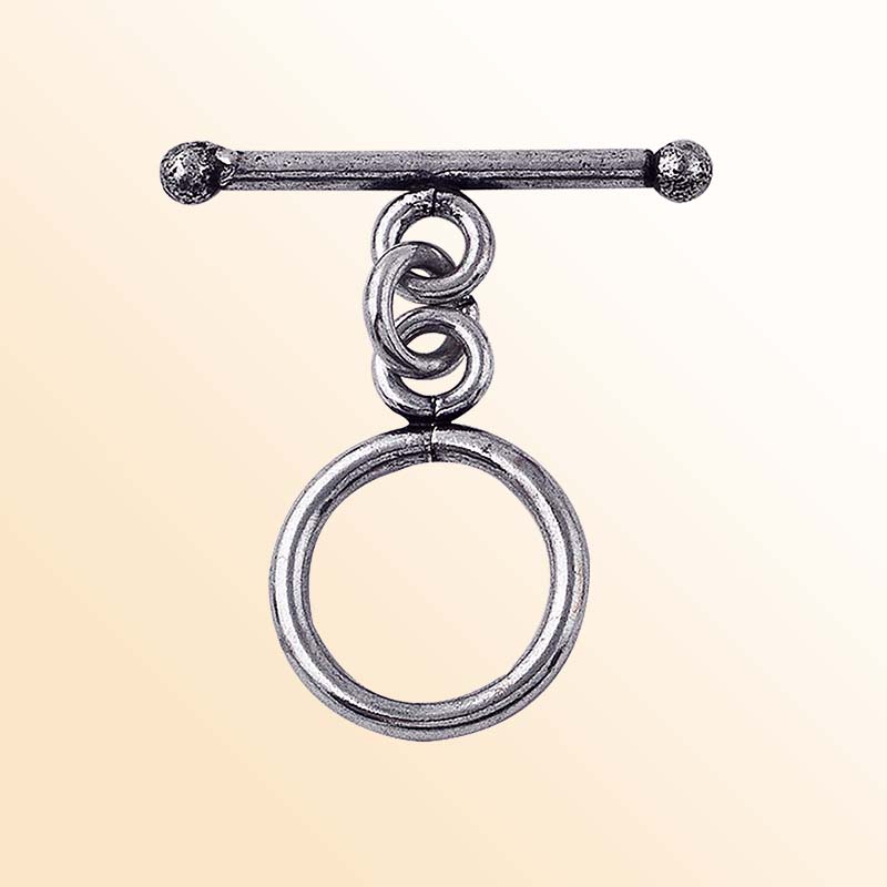 Elegant Silver Overlay circle toggle clasp, handcrafted in India – polished loop and bar closure for necklaces and bracelets.