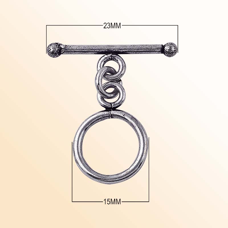 Elegant Silver Overlay circle toggle clasp, handcrafted in India – polished loop and bar closure for necklaces and bracelets.