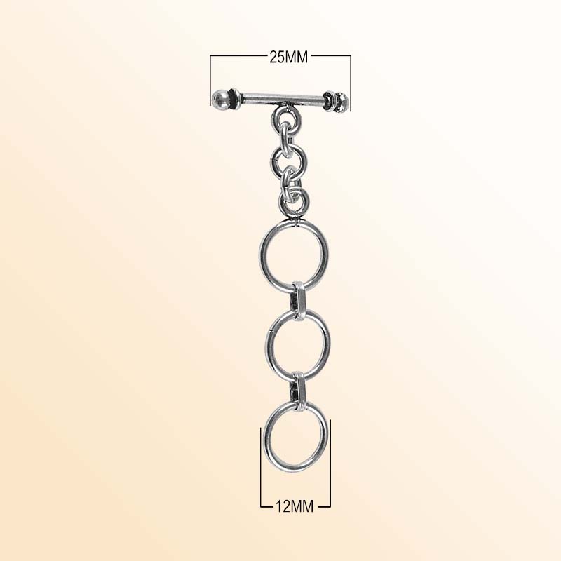 Elegant Silver Overlay toggle clasp with circular rings and bar, handcrafted in India for DIY jewelry making.