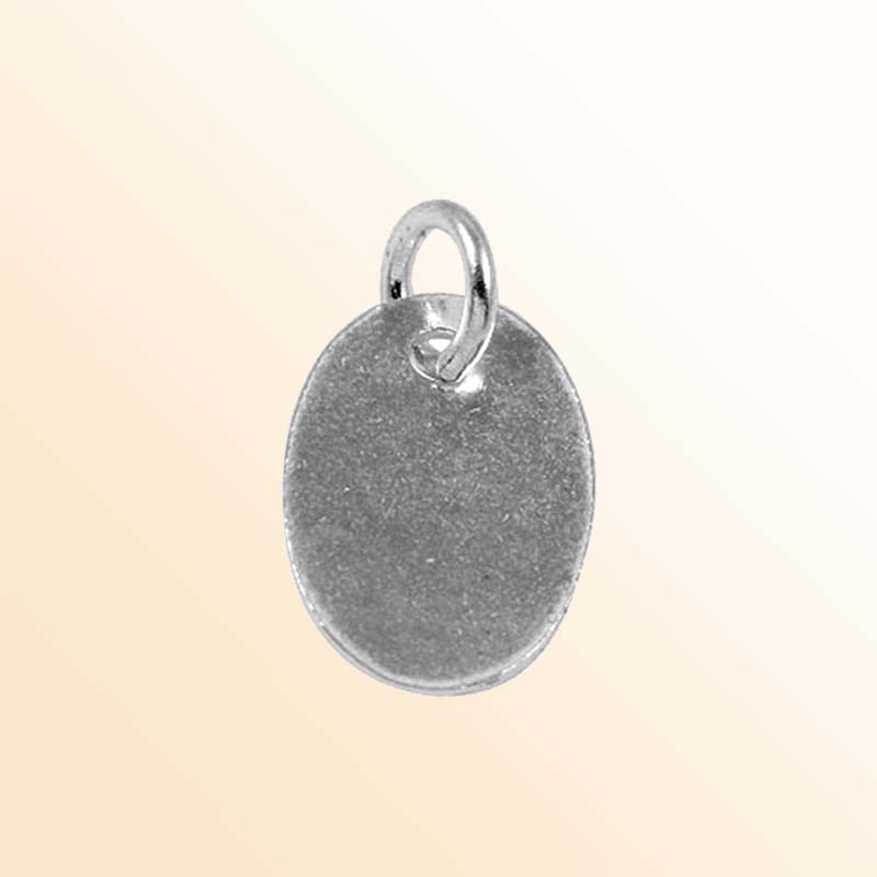 Polished Silver Overlay oval pendant with loop, handcrafted in India as a versatile jewelry accessory for bracelets and necklaces.