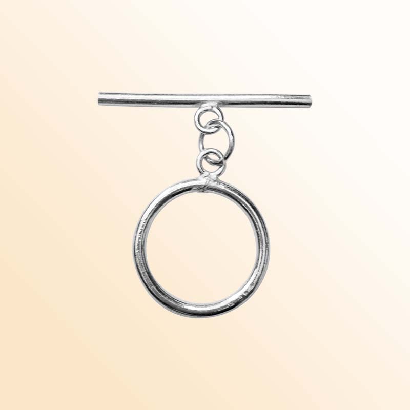 Polished Silver Overlay classic toggle closure with round ring and bar, handcrafted in India for bracelets and necklaces.