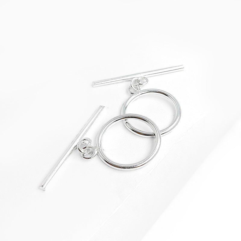 Polished Silver Overlay classic toggle closure with round ring and bar, handcrafted in India for bracelets and necklaces.