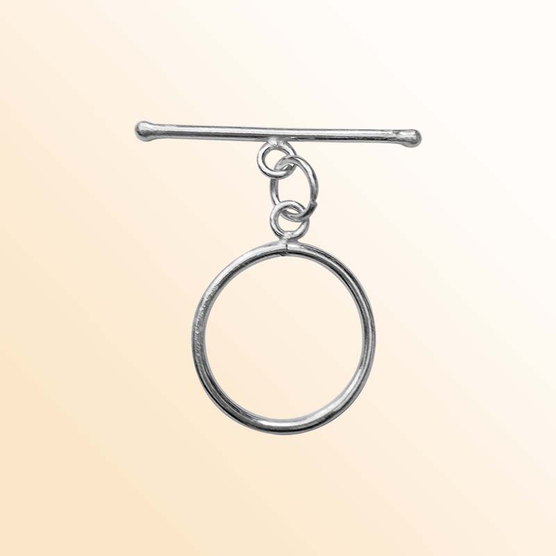 Polished Silver Overlay minimal toggle closure with round ring and bar, handcrafted in India for bracelets and necklaces.