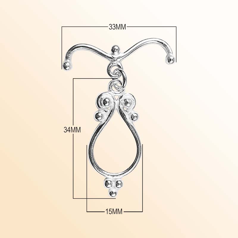 Elegant Silver Overlay toggle clasp with swirl-accented teardrop design, perfect for necklaces and bracelets, handcrafted in India.