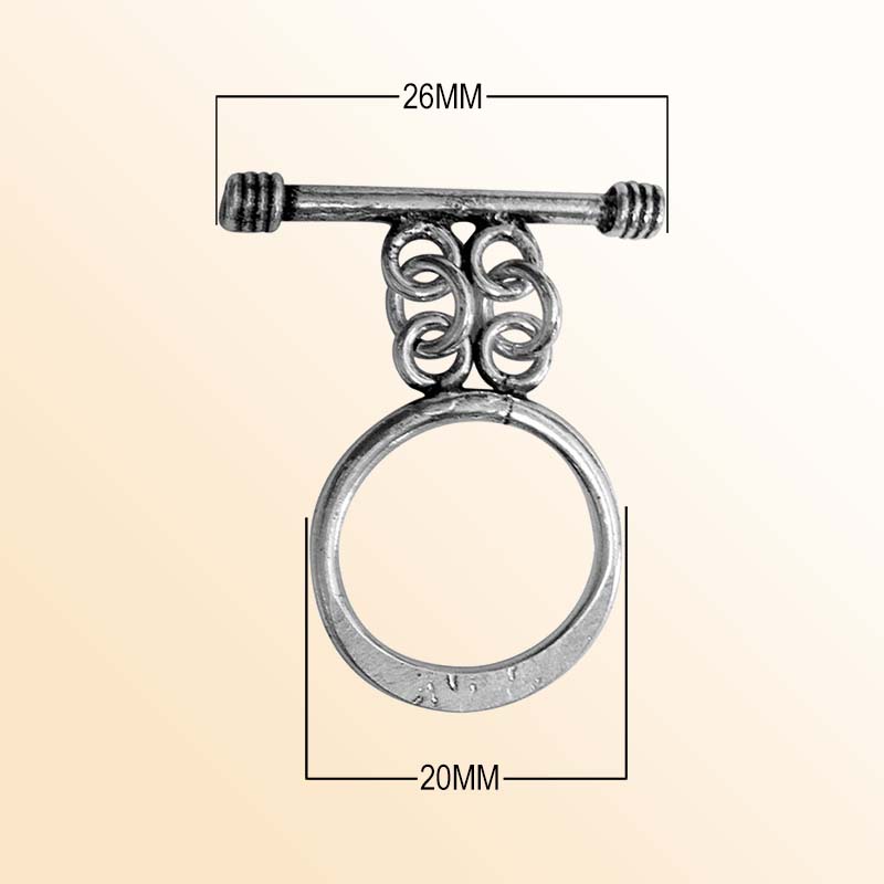 Elegant Silver Overlay round toggle clasp with swirl-accented design, perfect for necklaces and bracelets, handcrafted in India.