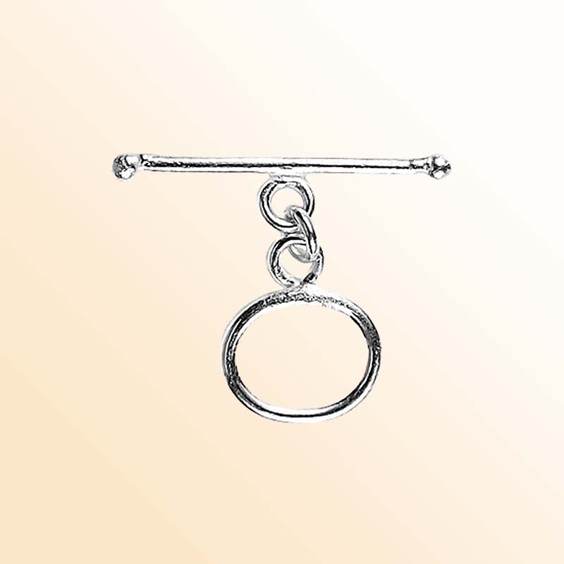 Elegant Silver Overlay oval toggle clasp with smooth loop and polished bar design, perfect for necklaces and bracelets, handcrafted in India.