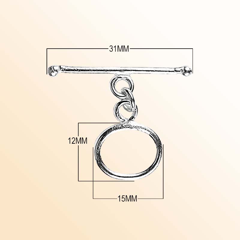 Elegant Silver Overlay oval toggle clasp with smooth loop and polished bar design, perfect for necklaces and bracelets, handcrafted in India.