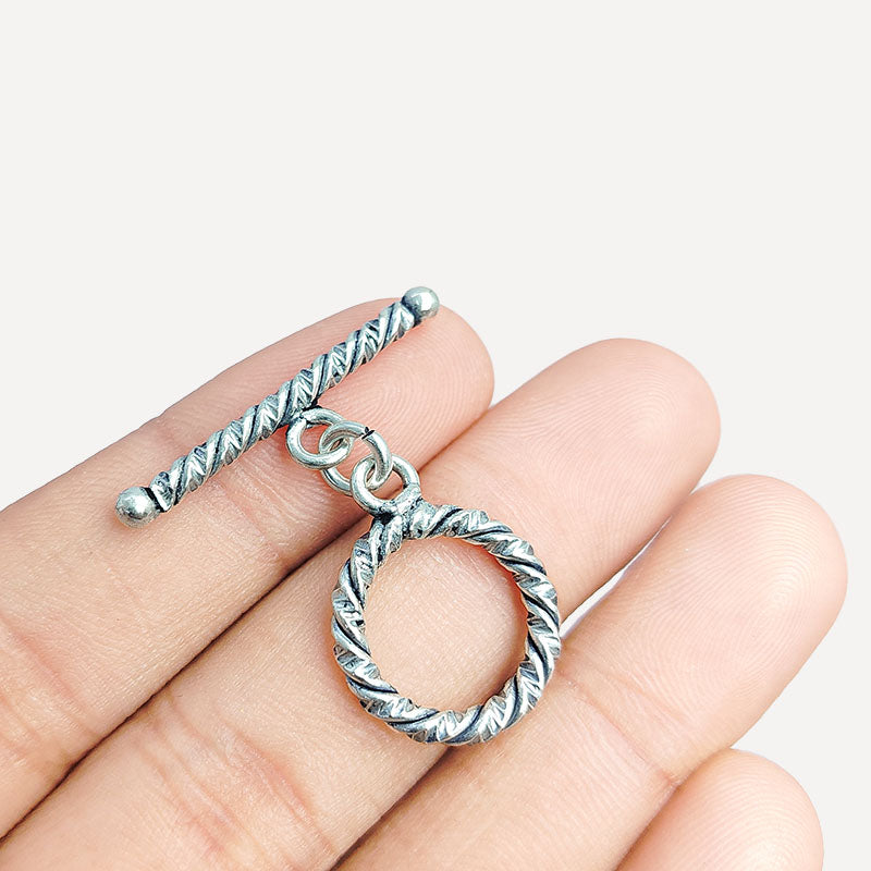 Handmade Silver Overlay rope toggle clasp for necklaces and bracelets, crafted in India